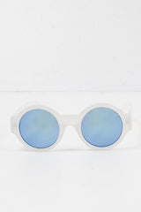 White Iridescent Lens Round Frame Sunglasses - Teia-Sunglasses
