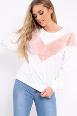 White Jumper with Fur and Pearl Front - Annita-Jumper