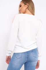 White Jumper with Fur and Pearl Front - Annita-Jumper