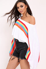 White Jumper with Stripe Rainbow Middle Jumper - Dasie-Jumper