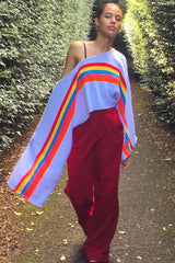 White Jumper with Stripe Rainbow Middle Jumper - Dasie-Jumper
