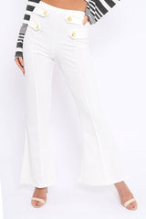 White Kick Flare Pants - Rita-Trousers