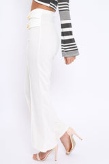 White Kick Flare Pants - Rita-Trousers