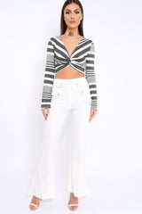 White Kick Flare Pants - Rita-Trousers