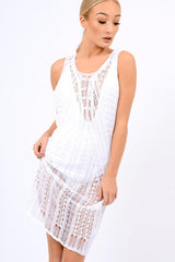 White Knit Maxi Dress - Leyla-Dresses
