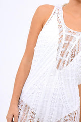 White Knit Maxi Dress - Leyla-Dresses