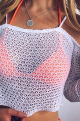 White Knitted Bardot Crop Top - Inari-Crop Tops