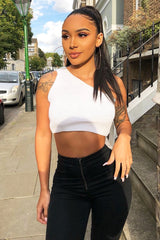 White Knitted One Shoulder Crop Top - Golde-Crop Tops