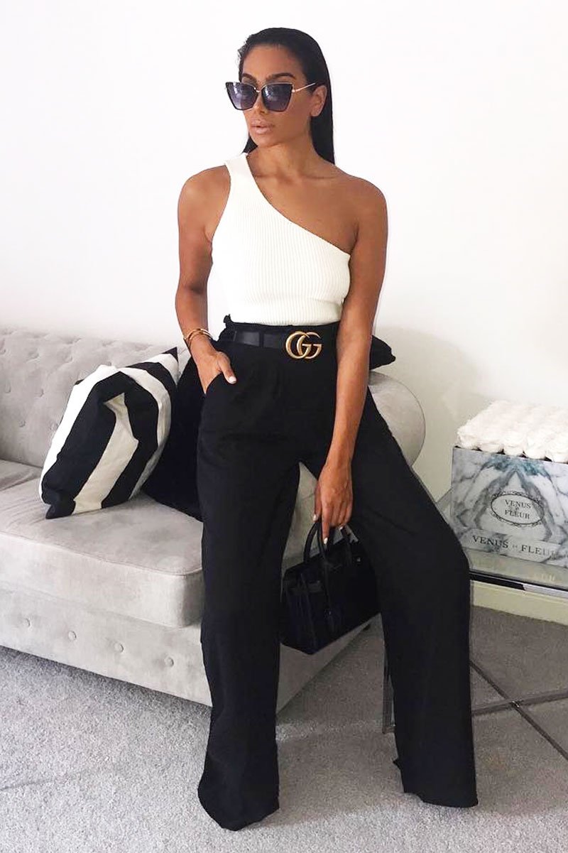 White Knitted One Shoulder Crop Top - Golde-Crop Tops