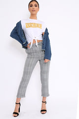 White Knot Front Vogue Slogan Top - Ashira-Tops