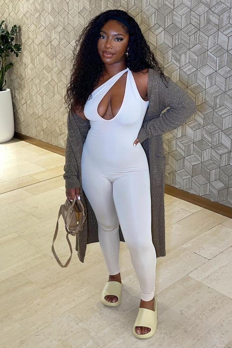 White Knot Strap Slinky Jumpsuit - Imani