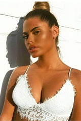 White Lace Cami Strap Crop Top - Lesta-Crop Tops