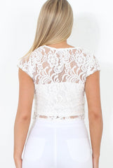 White Lace Crop Top - Gina-Crop Tops