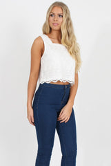 White Lace Crop Top - Rhoda-Crop Tops