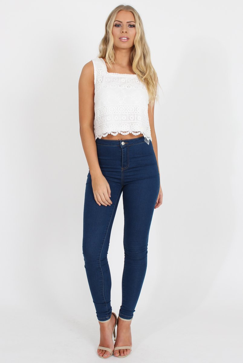 White Lace Crop Top - Rhoda-Crop Tops