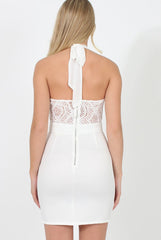 White Lace Halterneck Dress - Robin-Dresses