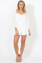White Lace Panel Playsuit - Dawn-Playsuits