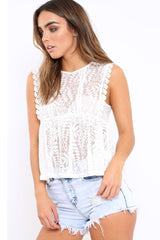 White Lace Peplum Top - Tayten-Tops