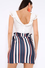 White Lace Plunge Frill Bodysuit - Maelani-Bodysuits