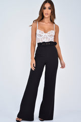 White Lace Scalloped Hem Bodysuit - Celise-Bodysuits