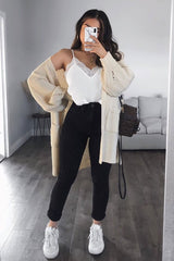 White Lace Trim Cami Top - Analissa-Tops