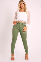 White Lace Trim Puff Sleeve Crop Top - Bethan-Crop Tops