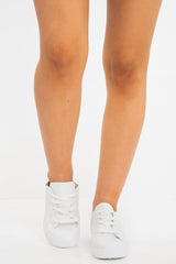 White Lace Up Canvas Style Trainer - Laken-Trainers