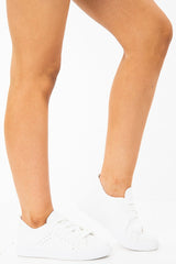White Lace Up Canvas Style Trainer - Laken-Trainers