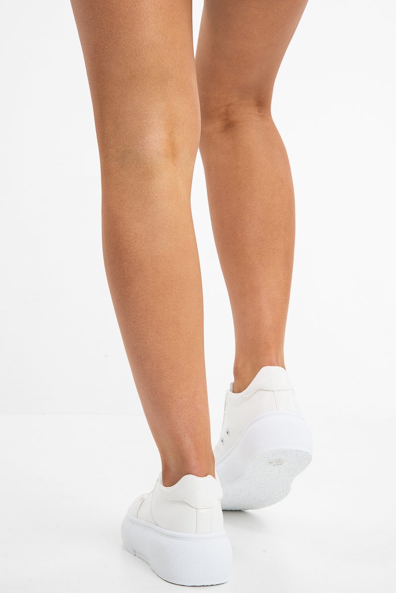 White Lace Up Chunky Sole Trainers - Karlie-Trainers