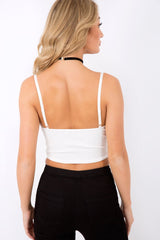 White Lace Up Crop Top - Cindi-Crop Tops