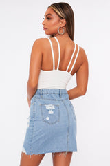 White Lace Up Front Bodysuit - Gea-Bodysuits