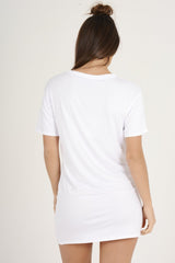 White Lace Up Tiger T-shirt Dress - Mali-Dresses