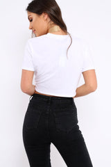 White L'amour Glitter Floral Slogan T-shirt - Jaynee-Tops