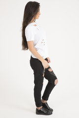 White Laser Cut Top - Lacey-Tops