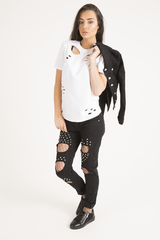 White Laser Cut Top - Lacey-Tops