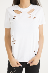 White Laser Cut Top - Lacey-Tops