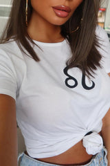White Leo Star Sign T-Shirt - Adalee-Tops