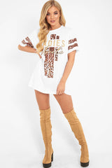 White Leopard Ladies Unite Slogan T-Shirt - Kayzlee-Tops