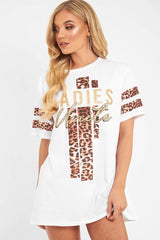 White Leopard Ladies Unite Slogan T-Shirt - Kayzlee-Tops