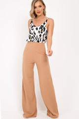 White Leopard Print Satin Cami Strap Top - Aalyah-Tops