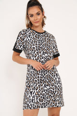White Leopard Shift Dress - Habiba-Dresses