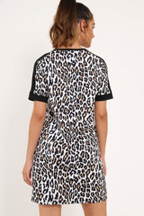 White Leopard Shift Dress - Habiba-Dresses