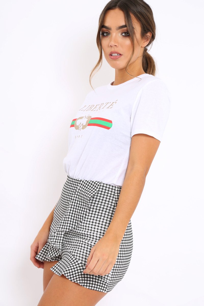 White Liberte Slogan T-shirt - Eleanor-Tops