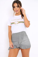 White Liberte Slogan T-shirt - Eleanor-Tops
