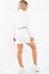 White Lime Contrast Stitch Crop Jumper Skirt Co-ord - Keva-Co-ords