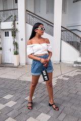 White Linen Sweetheart Shirred Back Crop Top - Cassey-Crop Tops