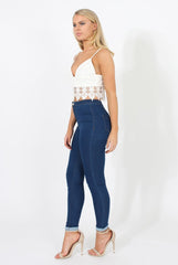 White Low Cut Crop Top - Marta-Crop Tops