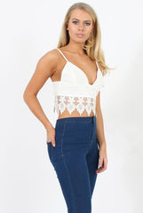 White Low Cut Crop Top - Marta-Crop Tops