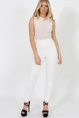 White Mesh Flocked Jumpsuit - Keira-Jumpsuits