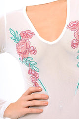 White Mesh Floral Choker Bodysuit - Bryleigh-Bodysuits